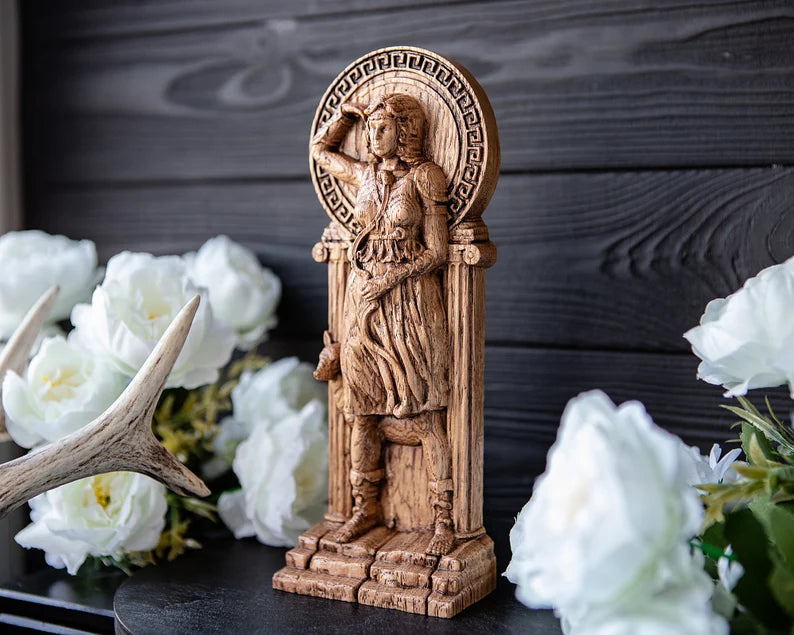 Handcrafted Wooden Artemis Statue – Goddess of the Hunt, Freedom and Wild Nature, GR0008