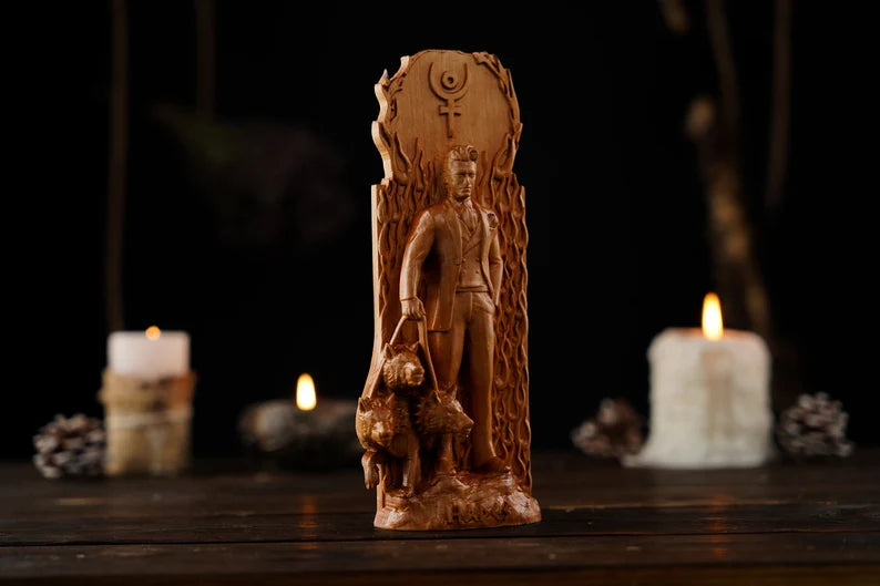 Handcrafted Wooden Hades Statue – Lord of the Underworld, Symbol of Power, Wealth and Inner Strength, GR0004