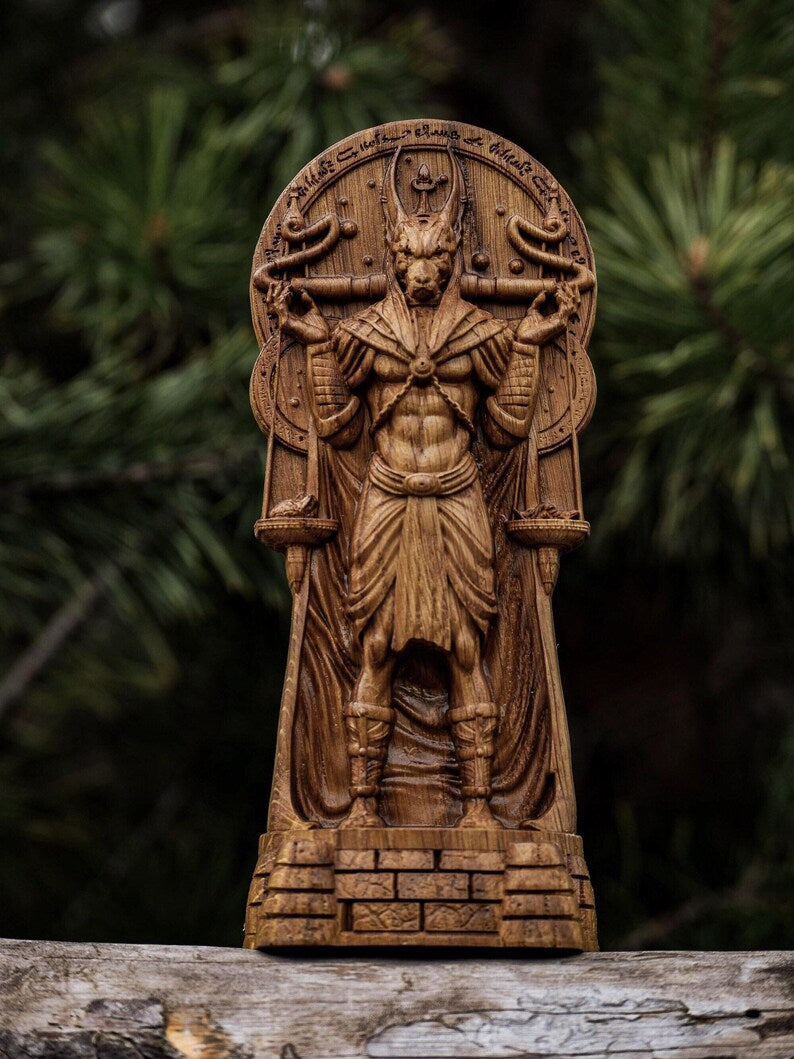Handcrafted Wooden Anubis Statue – Guardian of Souls, Symbol of Protection and Wisdom, EGT0001