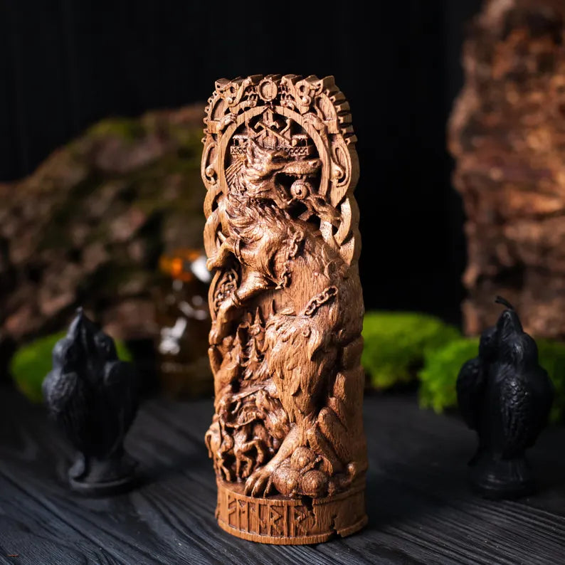 Fenrir Statue – Legendary Norse Wolf, Handcrafted Viking Heritage Decor & Collector Gift, VK0031