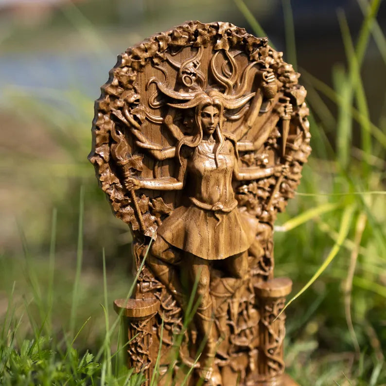 Handcrafted Wooden Hecate Statue – Goddess of Magic, Intuition and Transformation, GR0016