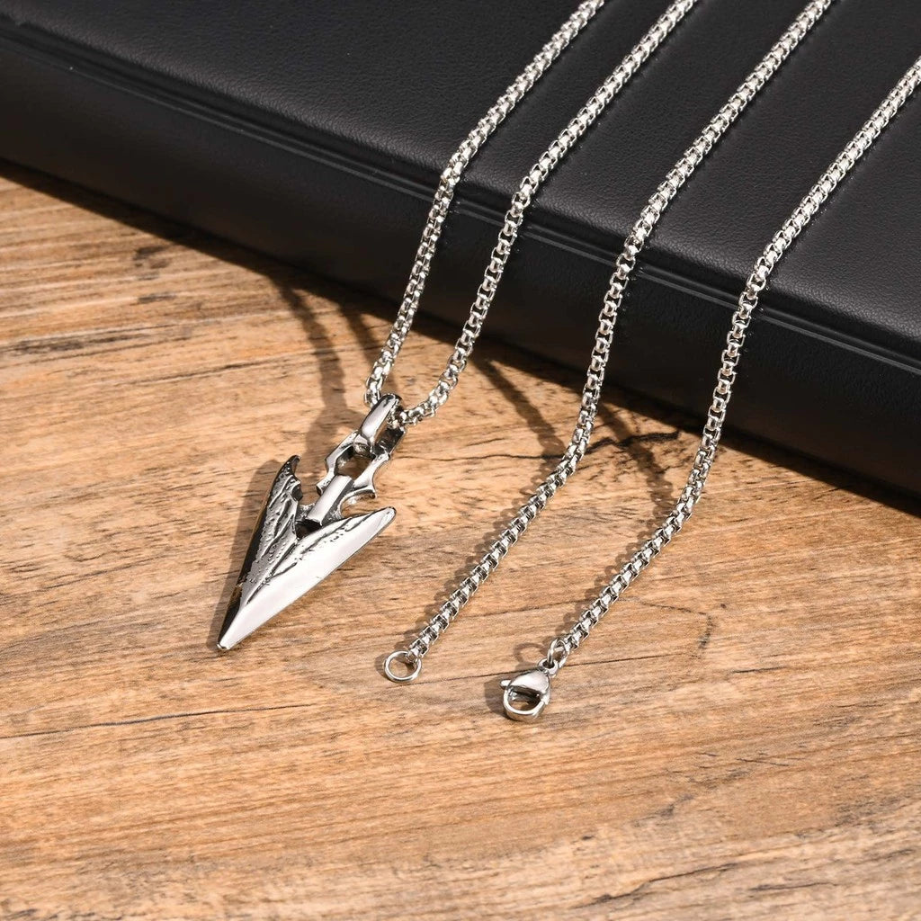 Gungnir Necklace – Odin's Spear Symbol, Viking Pendant, Norse Mythology Jewelry Gift, VKN0006