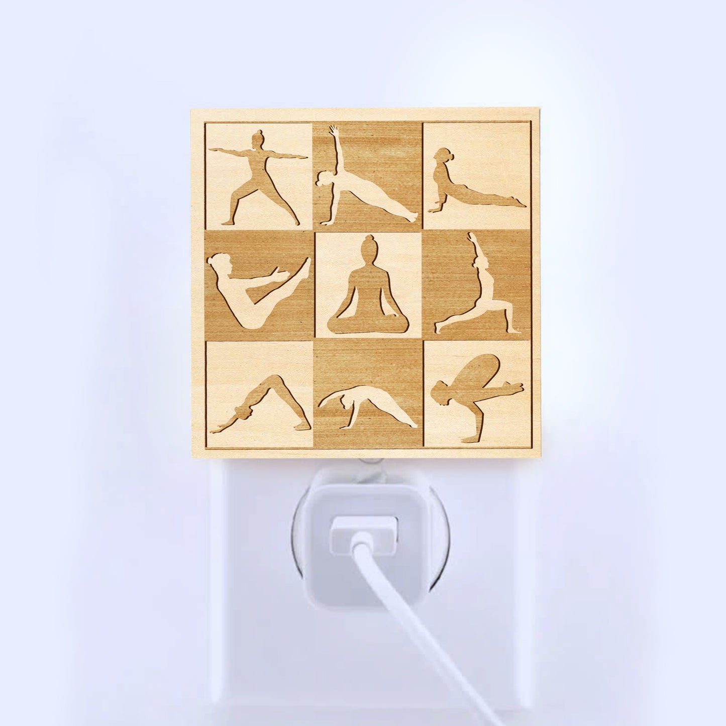 Yoga Mode, Engraved Wooden LED Night Light - NLYG0004