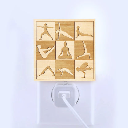 Yoga Mode, Engraved Wooden LED Night Light - NLYG0004