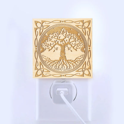 Yggdrasil Engraved Wooden LED Night Light - NLVK0012