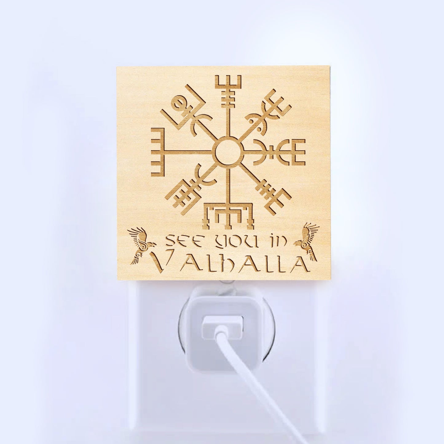 See You in Valhalla, Engraved Wooden LED Night Light - NLVK0002