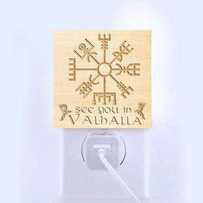 See You in Valhalla, Engraved Wooden LED Night Light - NLVK0002