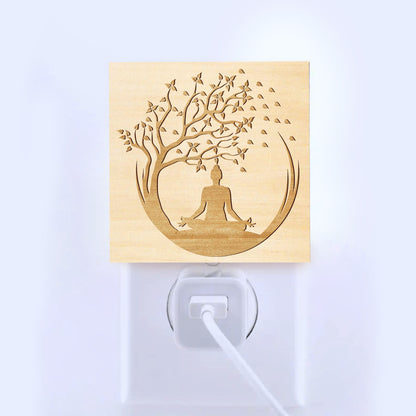 Yoga Engraved Wooden LED Night Light - NLYG0002
