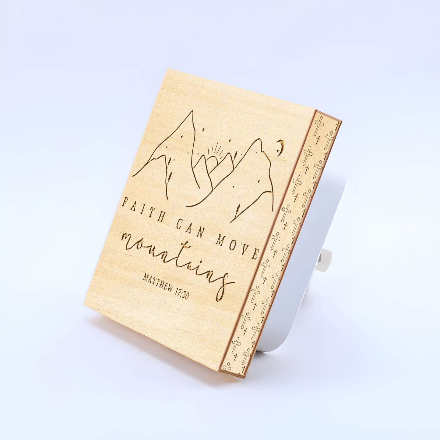Faith Can Move Mountains, Engraved Wooden LED Night Light - NLG0001