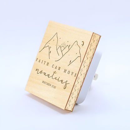 Faith Can Move Mountains, Engraved Wooden LED Night Light - NLG0001