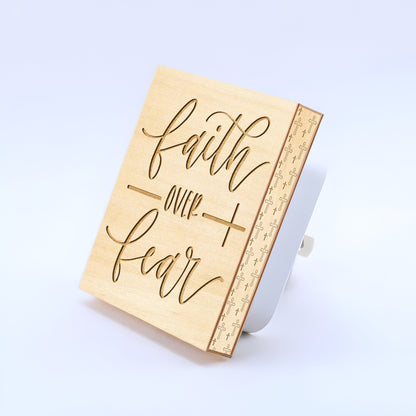 Faith Over Fear, Engraved Wooden LED Night Light - NLG0004