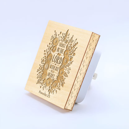 Trust in the Lord with All Your Heart, Engraved Wooden LED Night Light - NLG0003