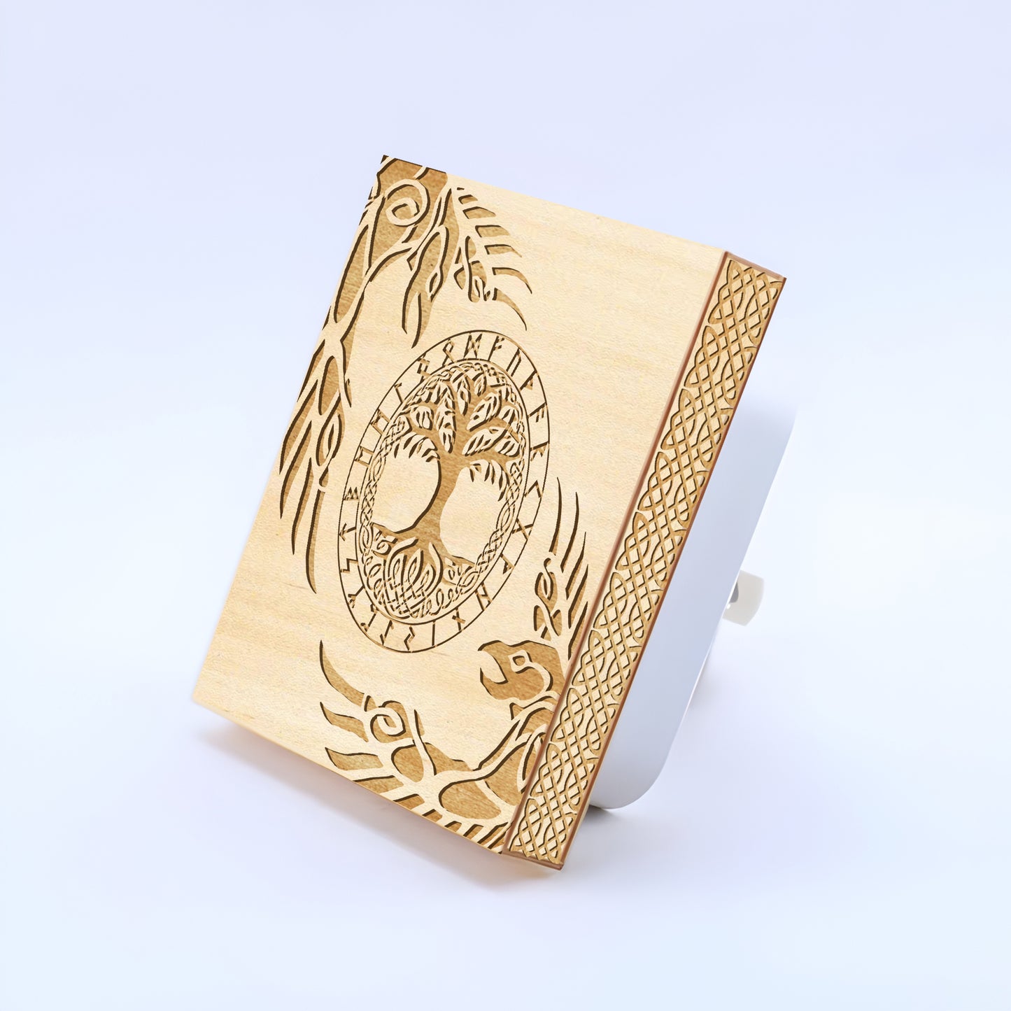 Yggdrasil, Huginn & Muninn Engraved Wooden LED Night Light - NLVK0008