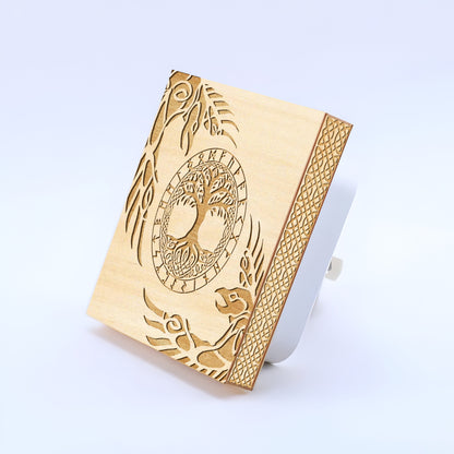 Yggdrasil, Huginn & Muninn Engraved Wooden LED Night Light - NLVK0008