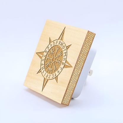Vegvisir Viking Compass Engraved Wooden LED Night Light - NLVK0016