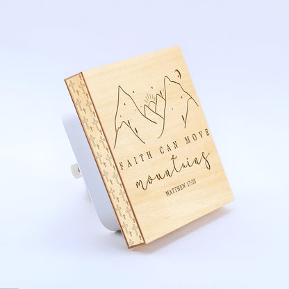 Faith Can Move Mountains, Engraved Wooden LED Night Light - NLG0001