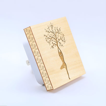 Yoga Tree Engraved Wooden LED Night Light - NLYG0001