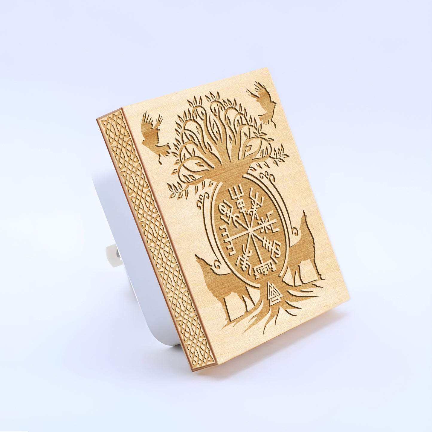 Sacred Norse Symbols Engraved Wooden LED Night Light - NLVK0007