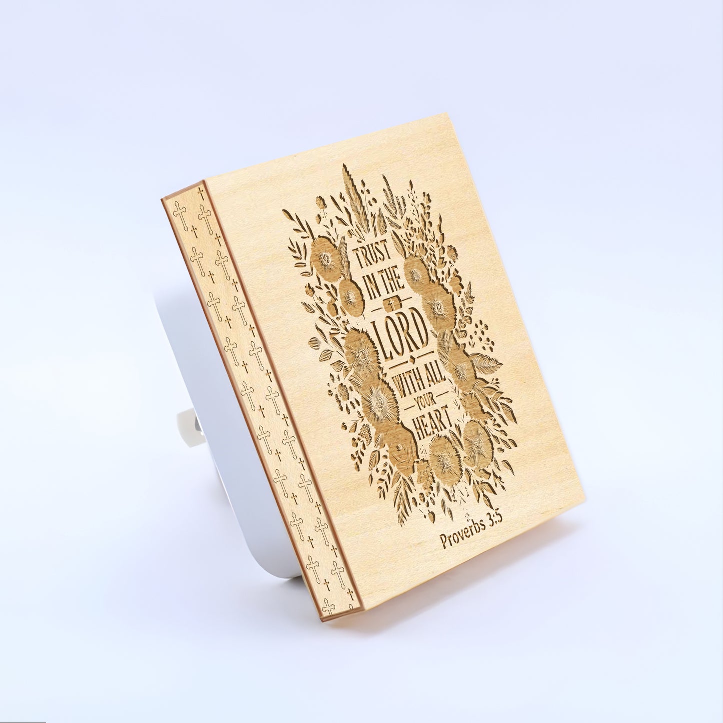 Trust in the Lord with All Your Heart, Engraved Wooden LED Night Light - NLG0003