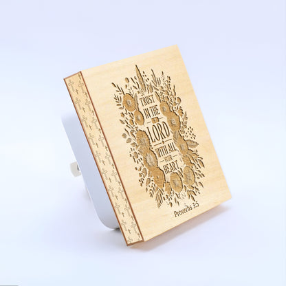 Trust in the Lord with All Your Heart, Engraved Wooden LED Night Light - NLG0003