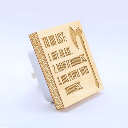 Funny Viking Engraved Wooden LED Night Light - NLVK0005