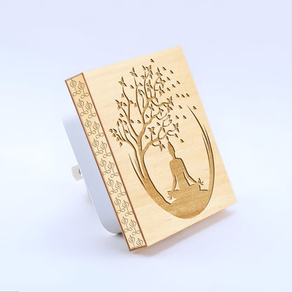 Yoga Engraved Wooden LED Night Light - NLYG0002