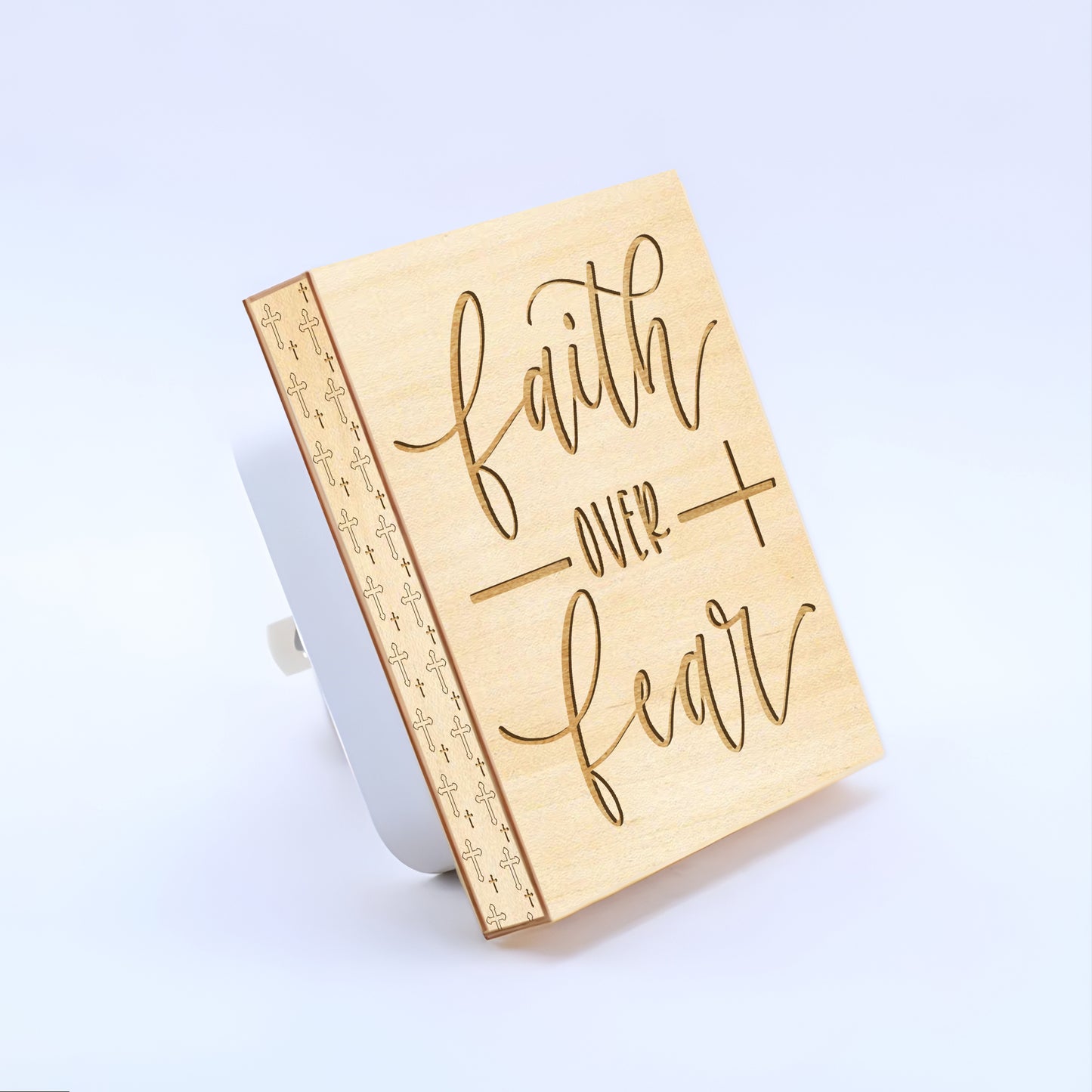 Faith Over Fear, Engraved Wooden LED Night Light - NLG0004