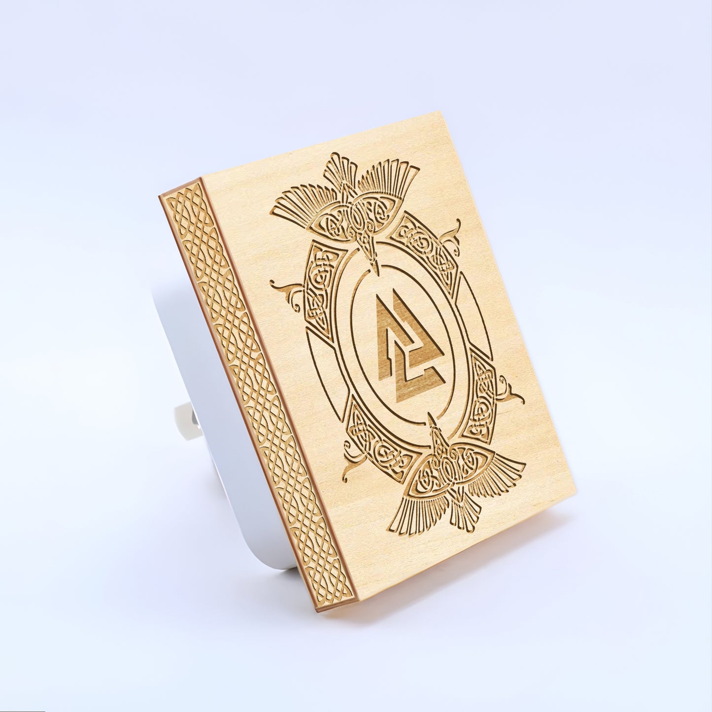 Odin's Ravens & Valknut Engraved Wooden LED Night Light - NLVK0015
