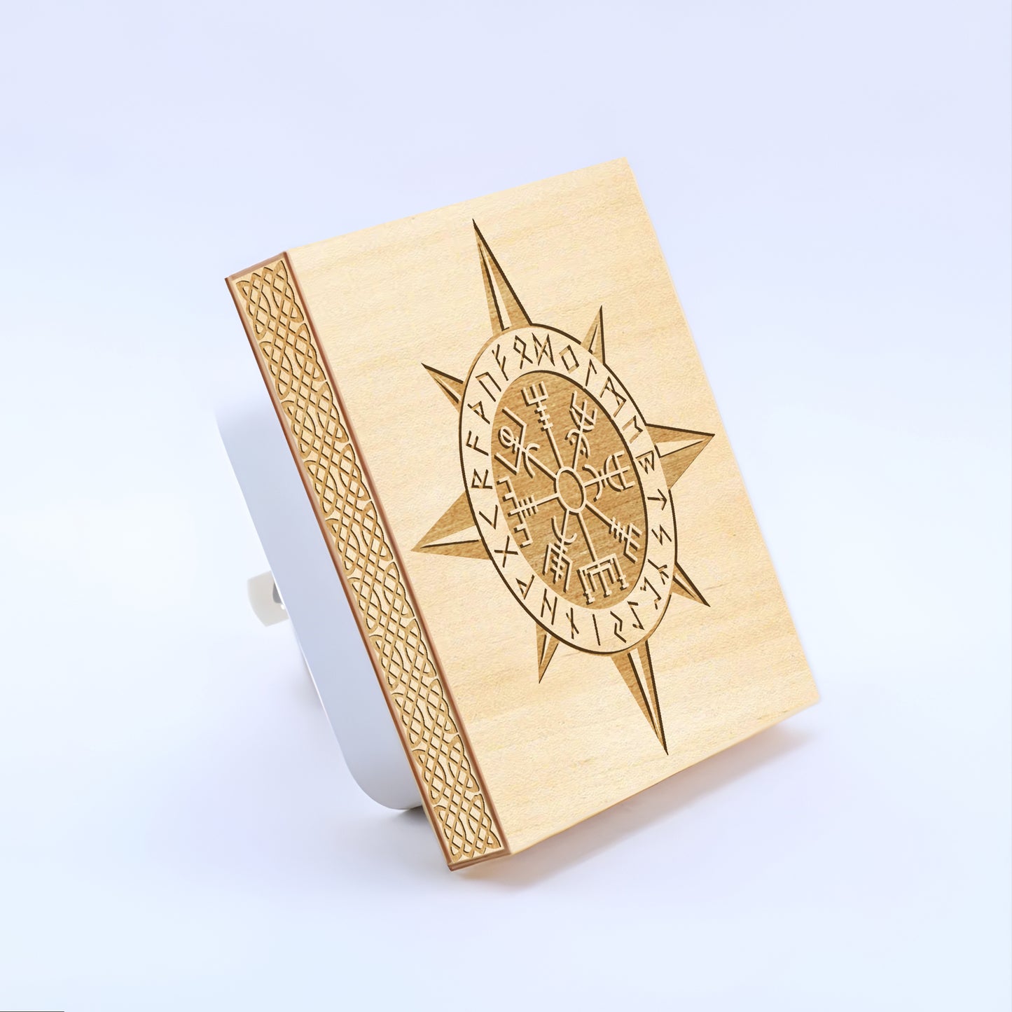 Vegvisir Viking Compass Engraved Wooden LED Night Light - NLVK0016