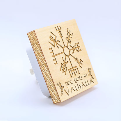 See You in Valhalla, Engraved Wooden LED Night Light - NLVK0002