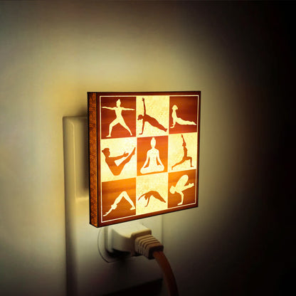 Yoga Mode, Engraved Wooden LED Night Light - NLYG0004