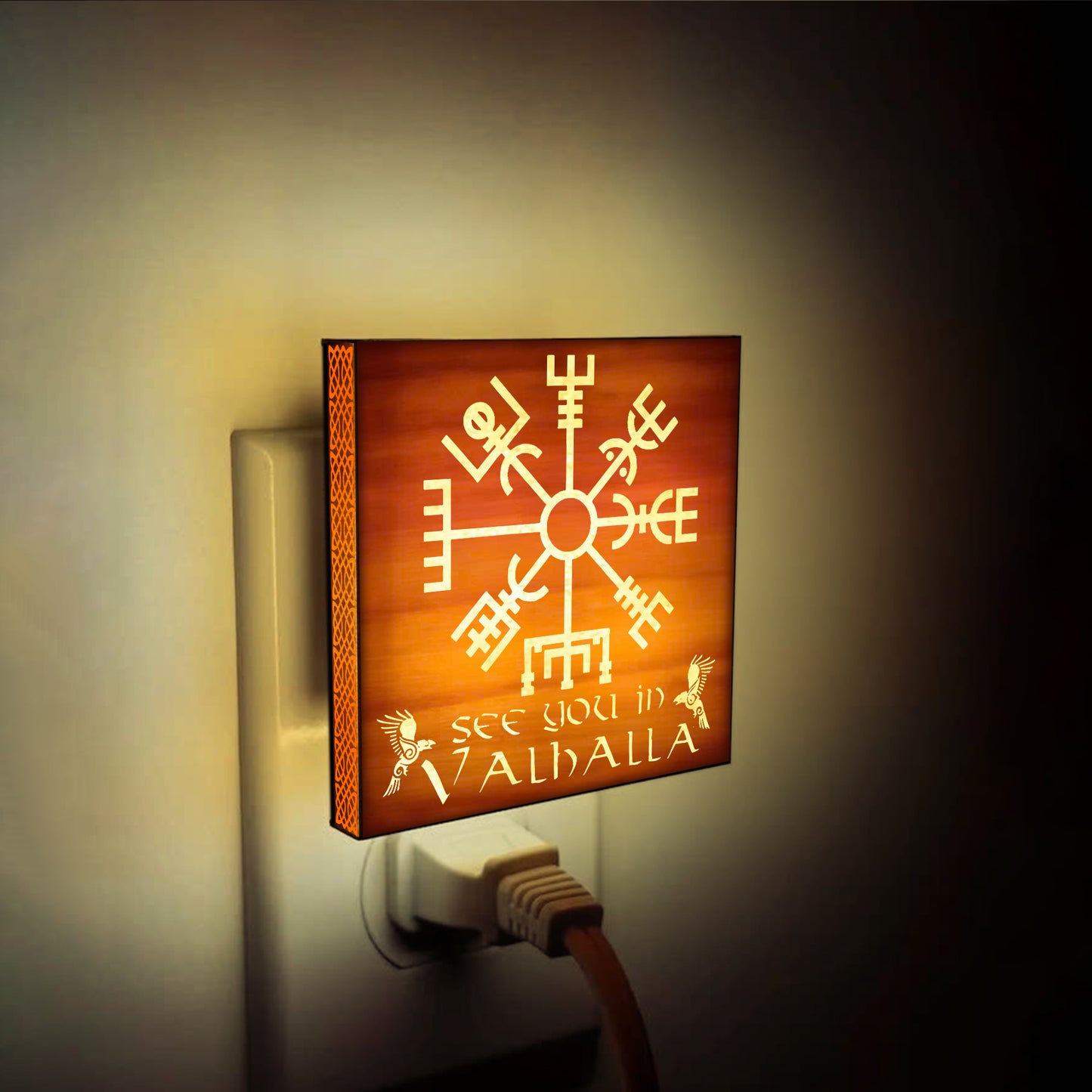 See You in Valhalla, Engraved Wooden LED Night Light - NLVK0002