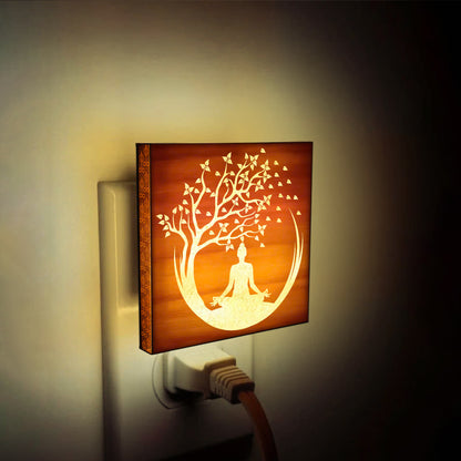 Yoga Engraved Wooden LED Night Light - NLYG0002