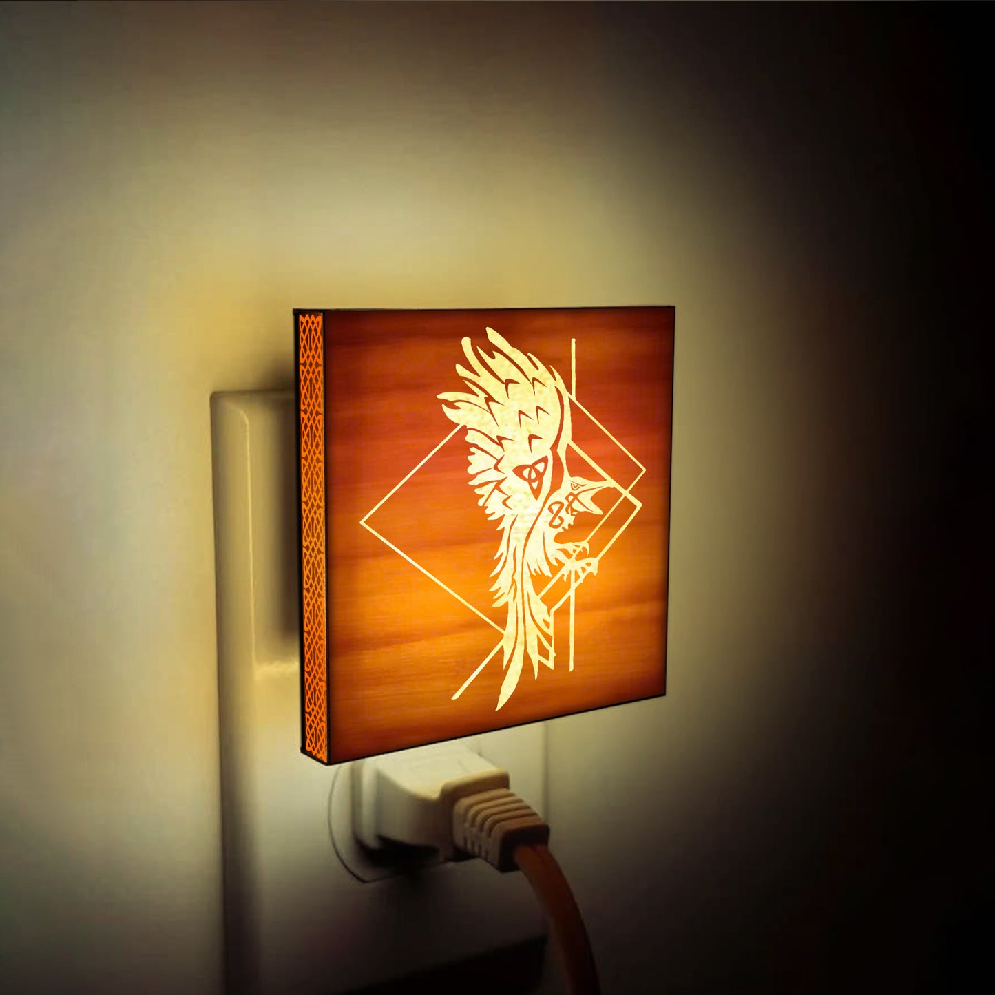 Viking Raven Engraved Wooden LED Night Light - NLVK0004