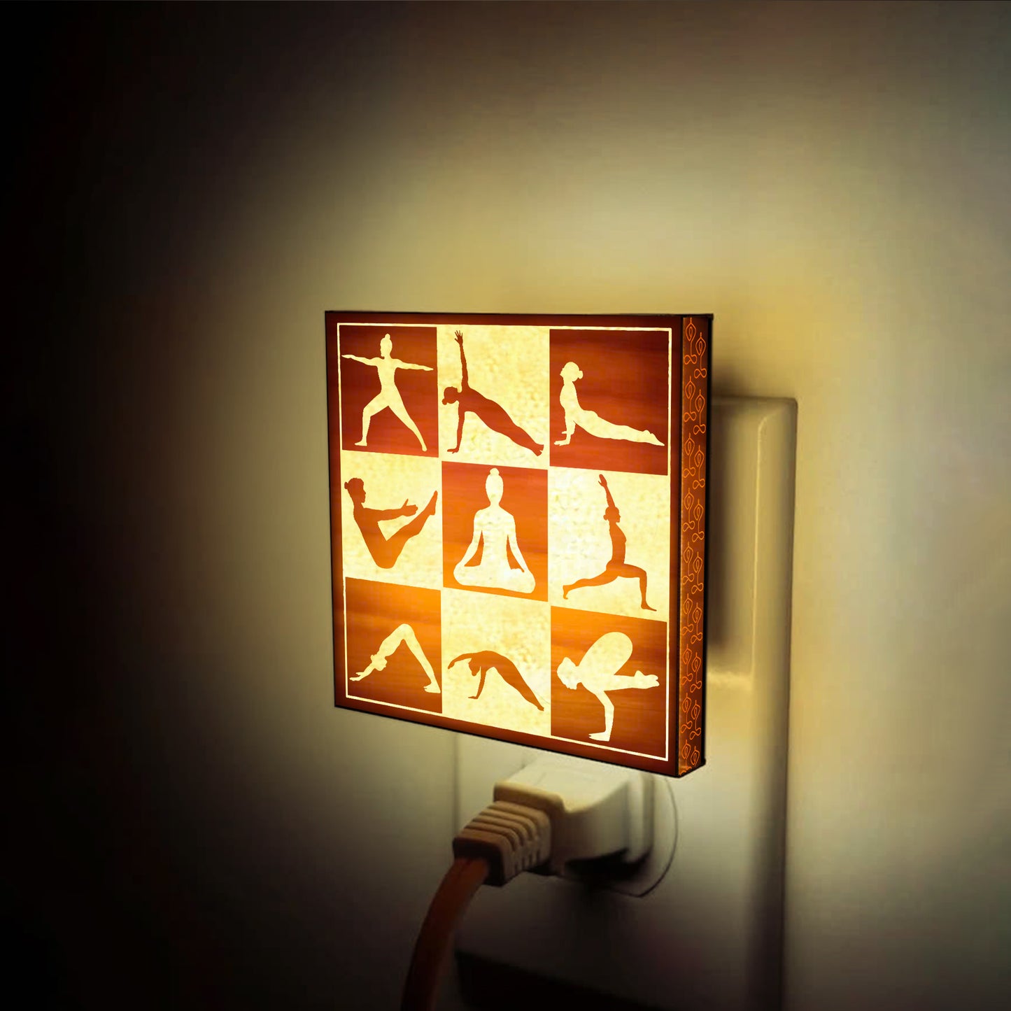 Yoga Mode, Engraved Wooden LED Night Light - NLYG0004
