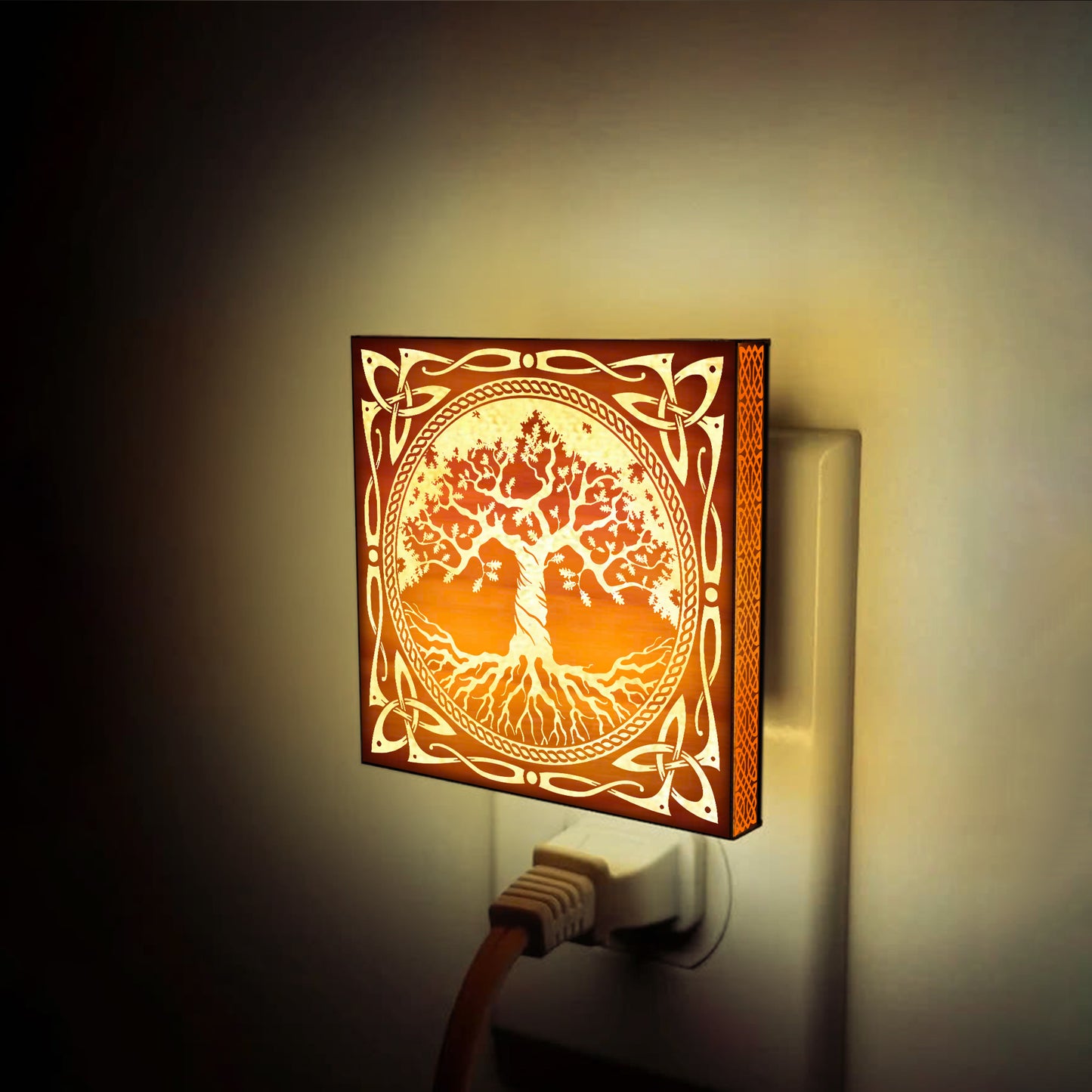 Yggdrasil Engraved Wooden LED Night Light - NLVK0012