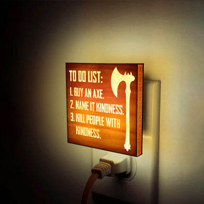 Funny Viking Engraved Wooden LED Night Light - NLVK0005