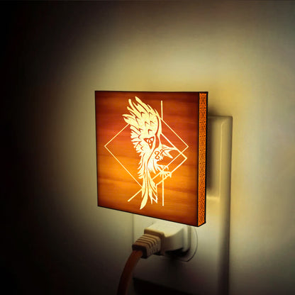 Viking Raven Engraved Wooden LED Night Light - NLVK0004