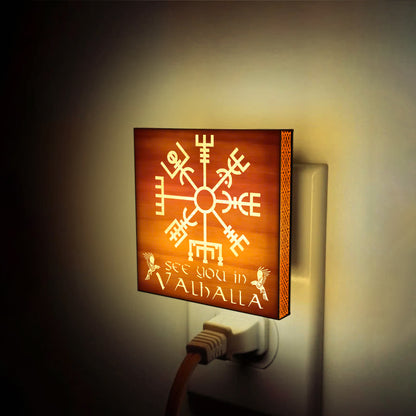 See You in Valhalla, Engraved Wooden LED Night Light - NLVK0002