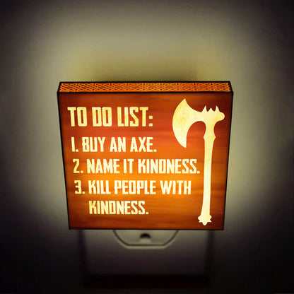 Funny Viking Engraved Wooden LED Night Light - NLVK0005