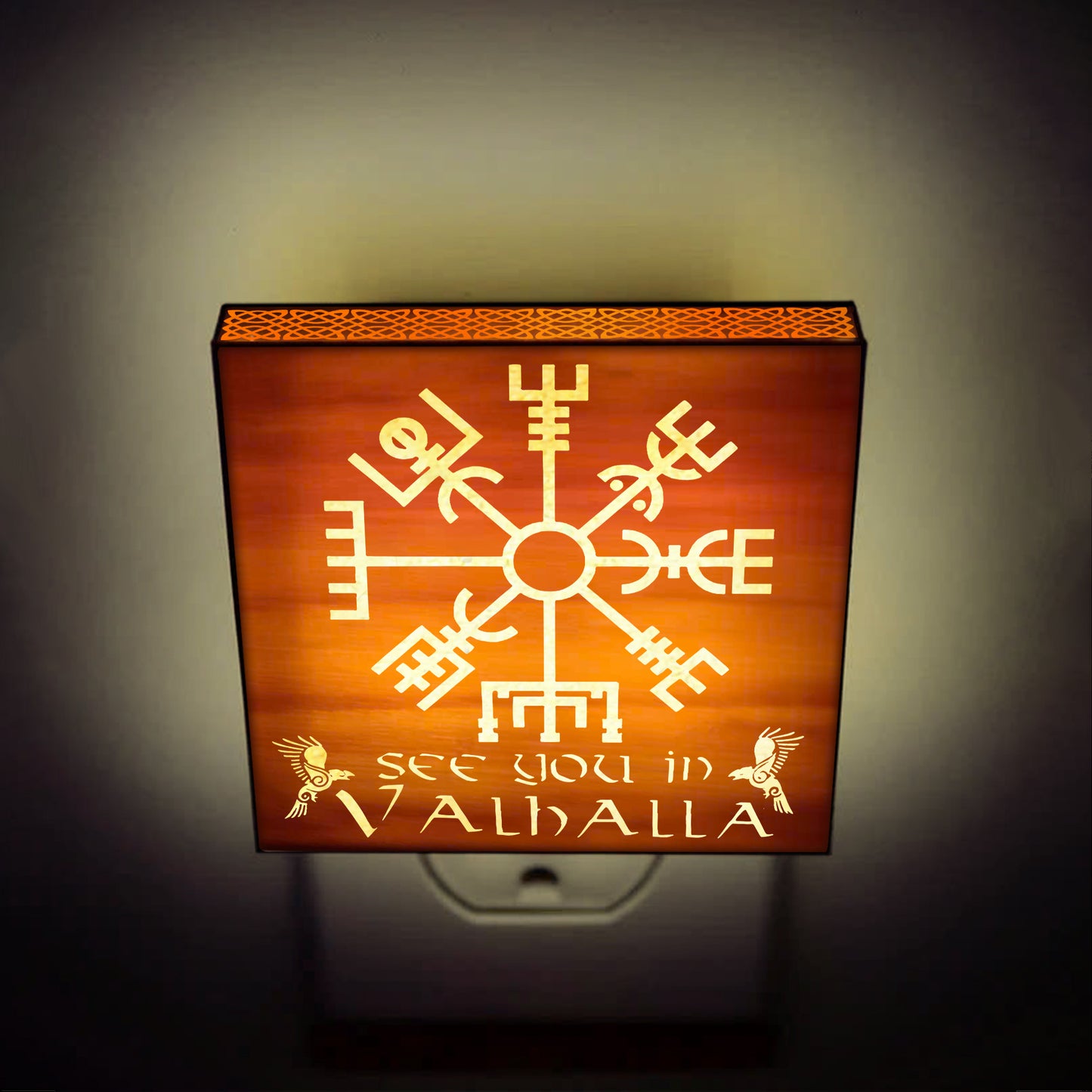 See You in Valhalla, Engraved Wooden LED Night Light - NLVK0002