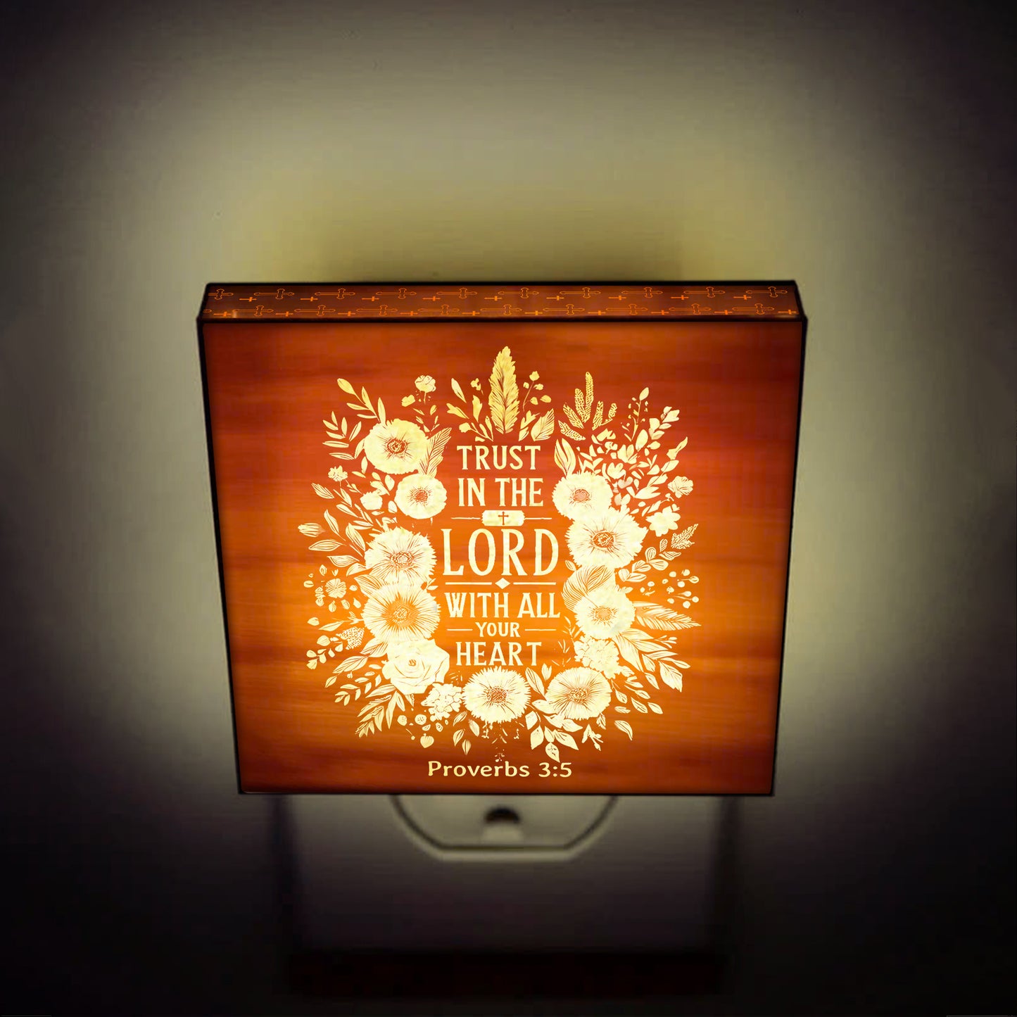 Trust in the Lord with All Your Heart, Engraved Wooden LED Night Light - NLG0003