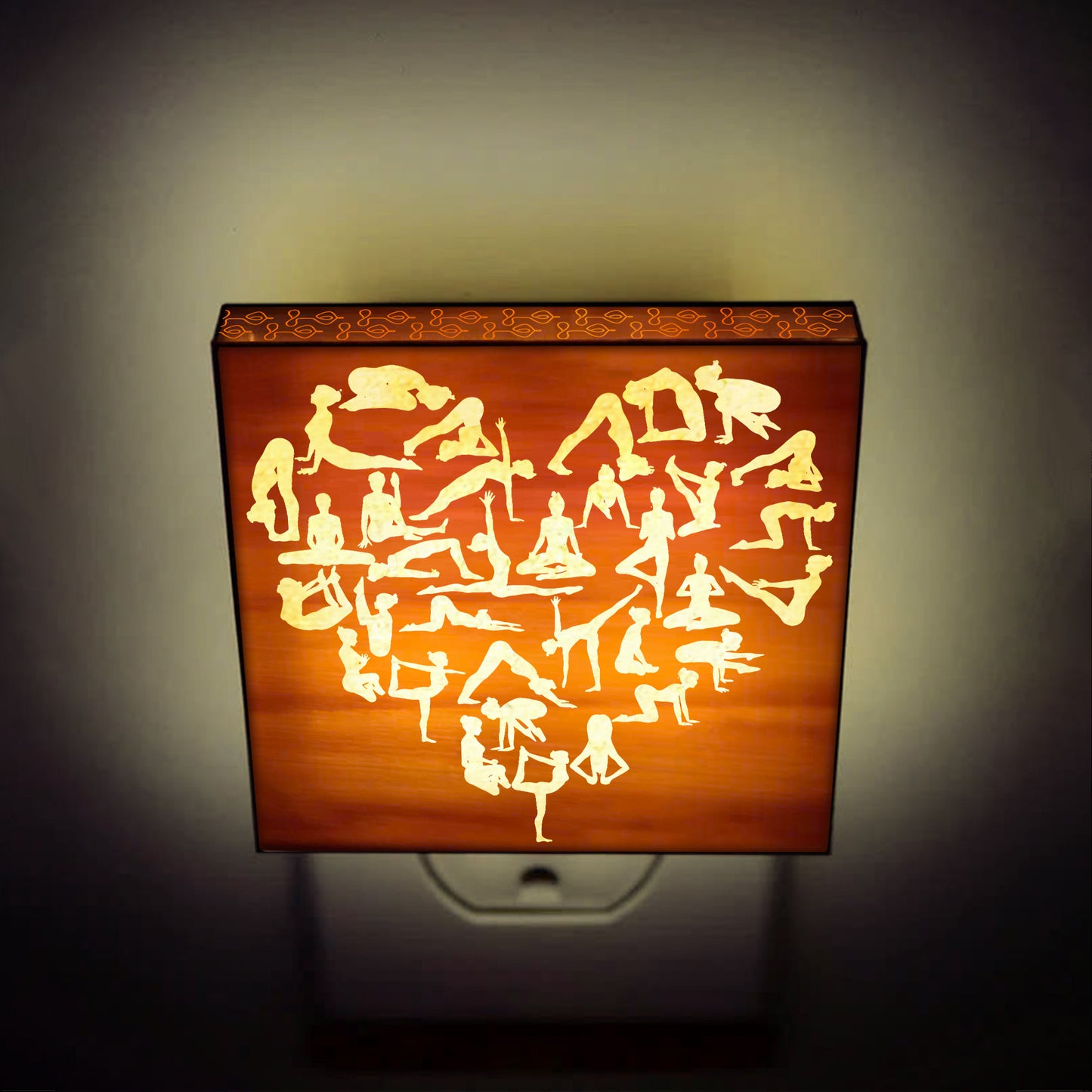 Yoga Heart Engraved Wooden LED Night Light - NLYG0005