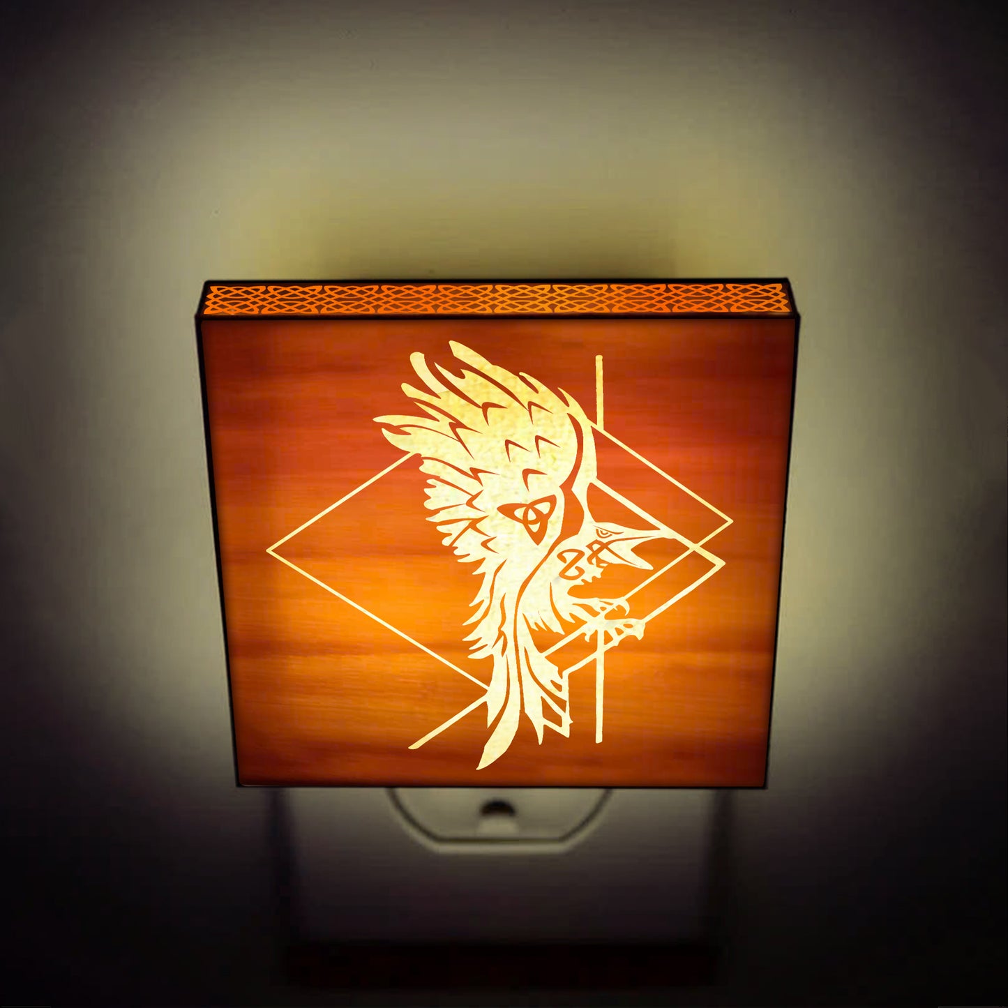 Viking Raven Engraved Wooden LED Night Light - NLVK0004