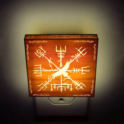Raven of the North Engraved Wooden LED Night Light - NLVK0009