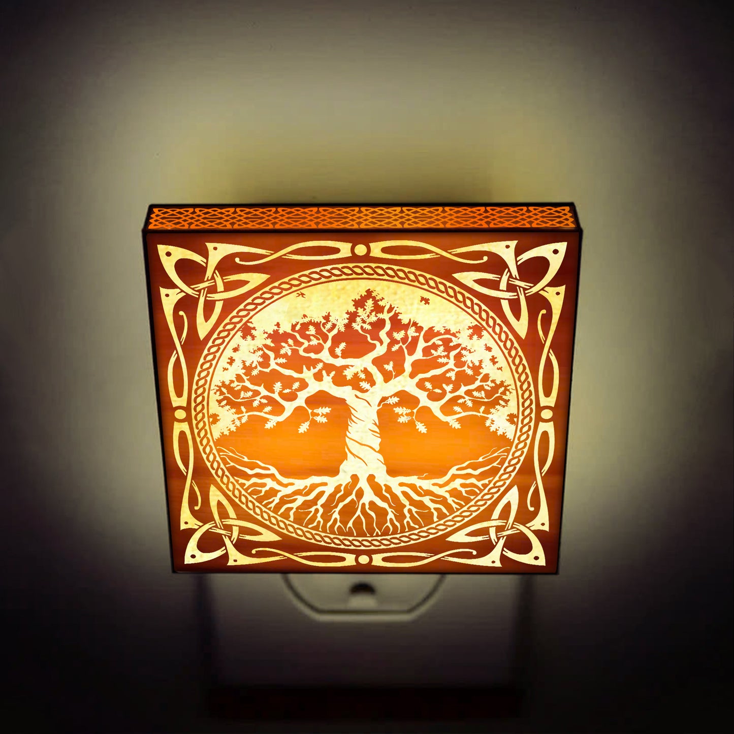 Yggdrasil Engraved Wooden LED Night Light - NLVK0012
