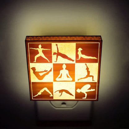 Yoga Mode, Engraved Wooden LED Night Light - NLYG0004