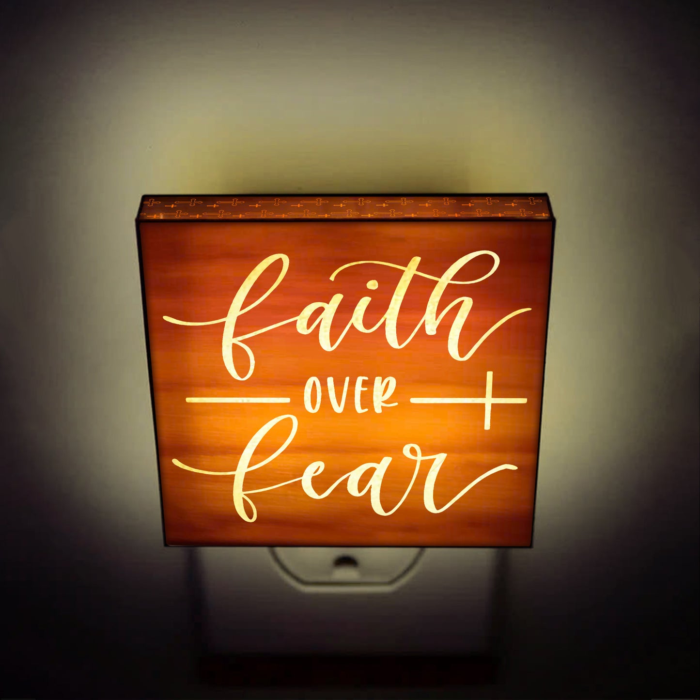 Faith Over Fear, Engraved Wooden LED Night Light - NLG0004