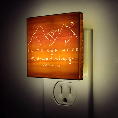 Faith Can Move Mountains, Engraved Wooden LED Night Light - NLG0001