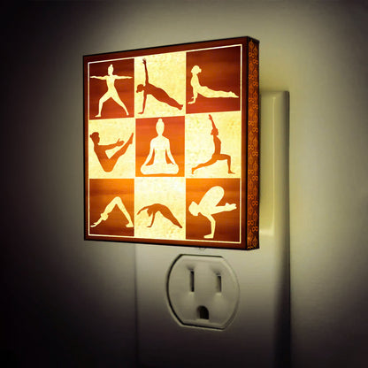 Yoga Mode, Engraved Wooden LED Night Light - NLYG0004
